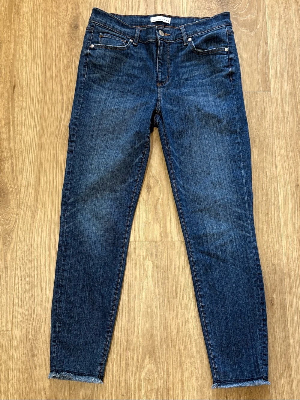 LOFT Modern Skinny Dark Wash Raw Hem Jeans Size 28/6